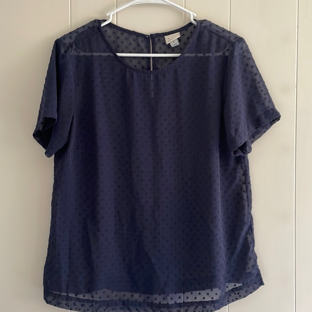 A New Day | Navy Blue Short Sleeve Blouse | MEDIUM | lightly worn